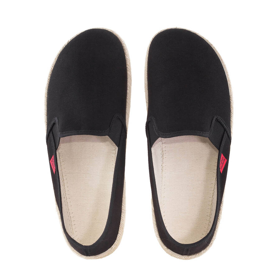 Mythical Black Canvas Slip-On Shoes with Rubber and Jute Sole 