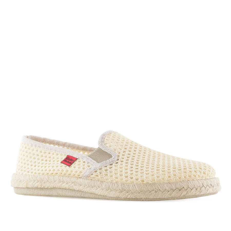 Mythical Beige Mesh Slip-On Shoes with Rubber and Jute Sole 