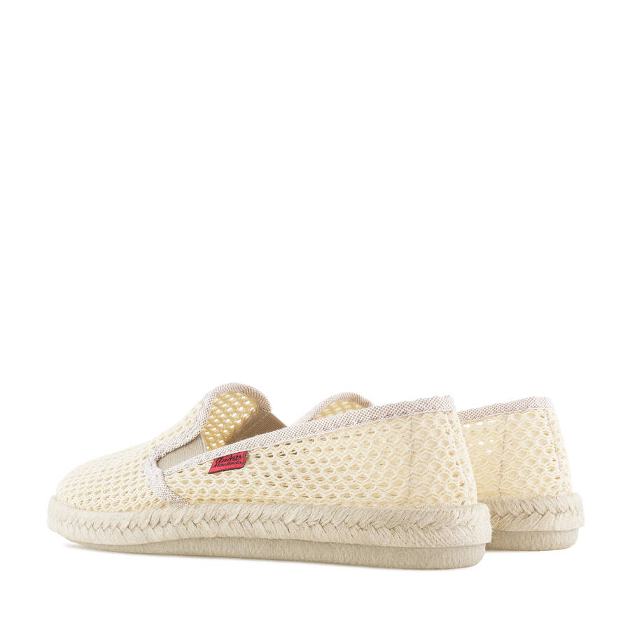 Mythical Beige Mesh Slip-On Shoes with Rubber and Jute Sole 