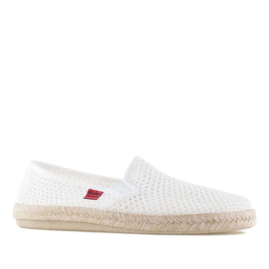 Mythical White Mesh Slip-On Shoes with Rubber and Jute Sole 