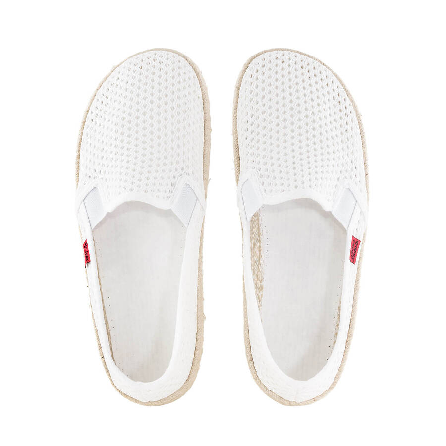 Mythical White Mesh Slip-On Shoes with Rubber and Jute Sole 