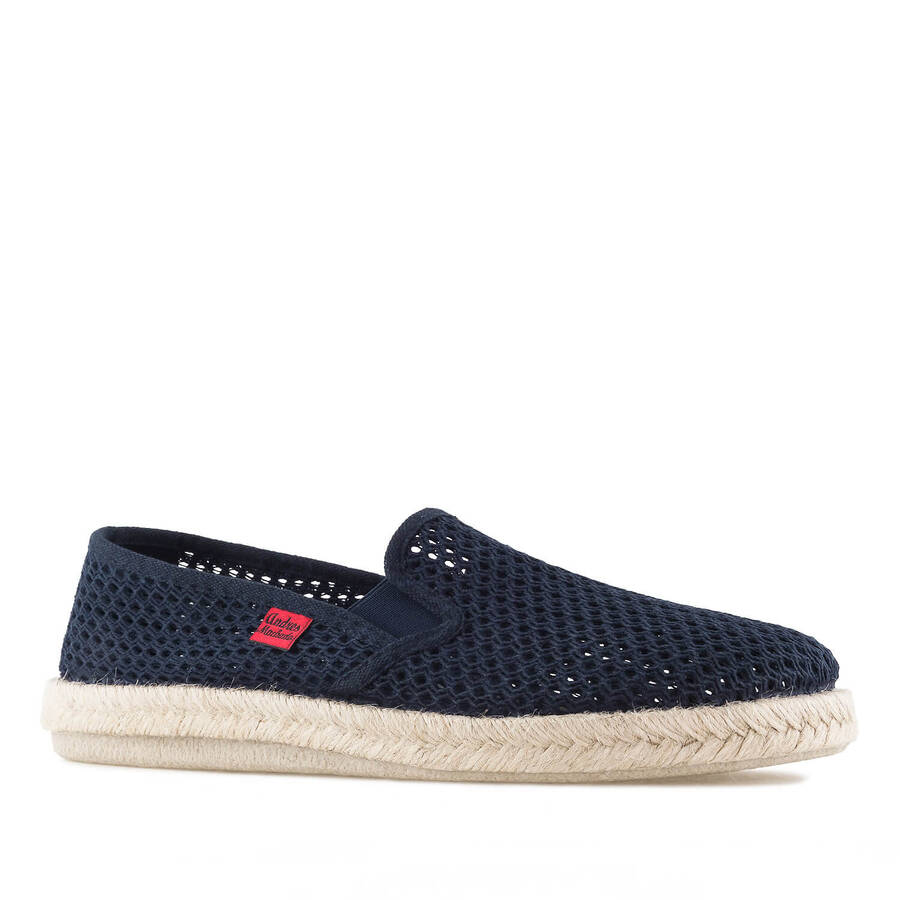 Mythical Navy Blue Mesh Slip-On Shoes with Jute and Rubber Sole 