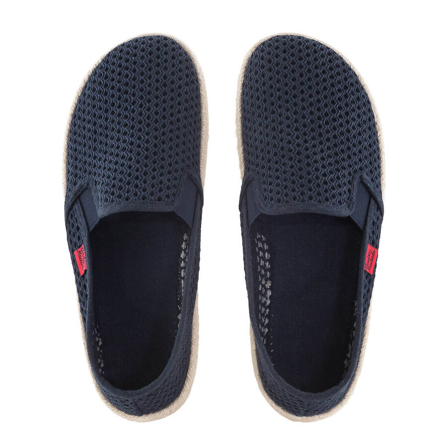 Mythical Navy Blue Mesh Slip-On Shoes with Jute and Rubber Sole 