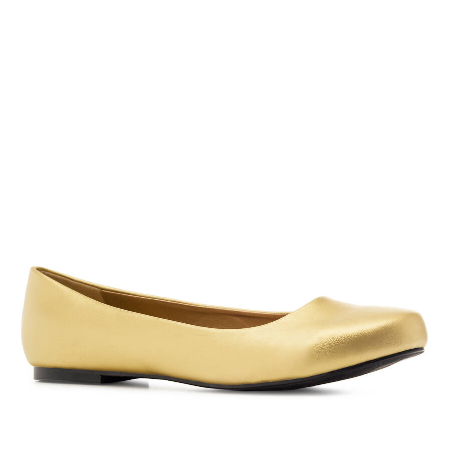 Elegante Ballerinas in goldfarbener Leder-Optik. 