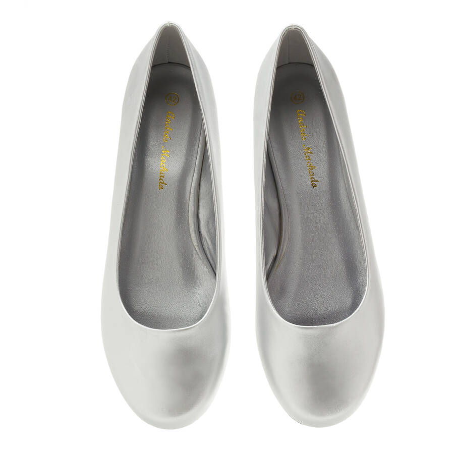 Grandes ballerines aspect Cuir Souple en Argent. 