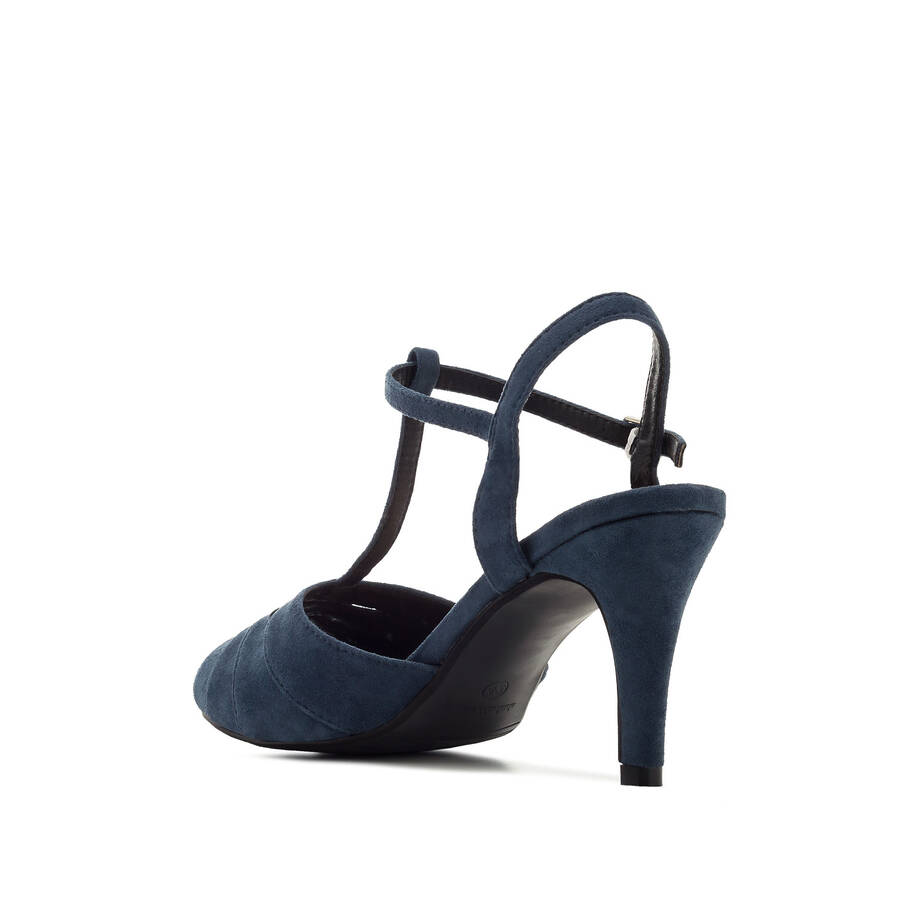 T-Bar Sandals in Blue Suede 