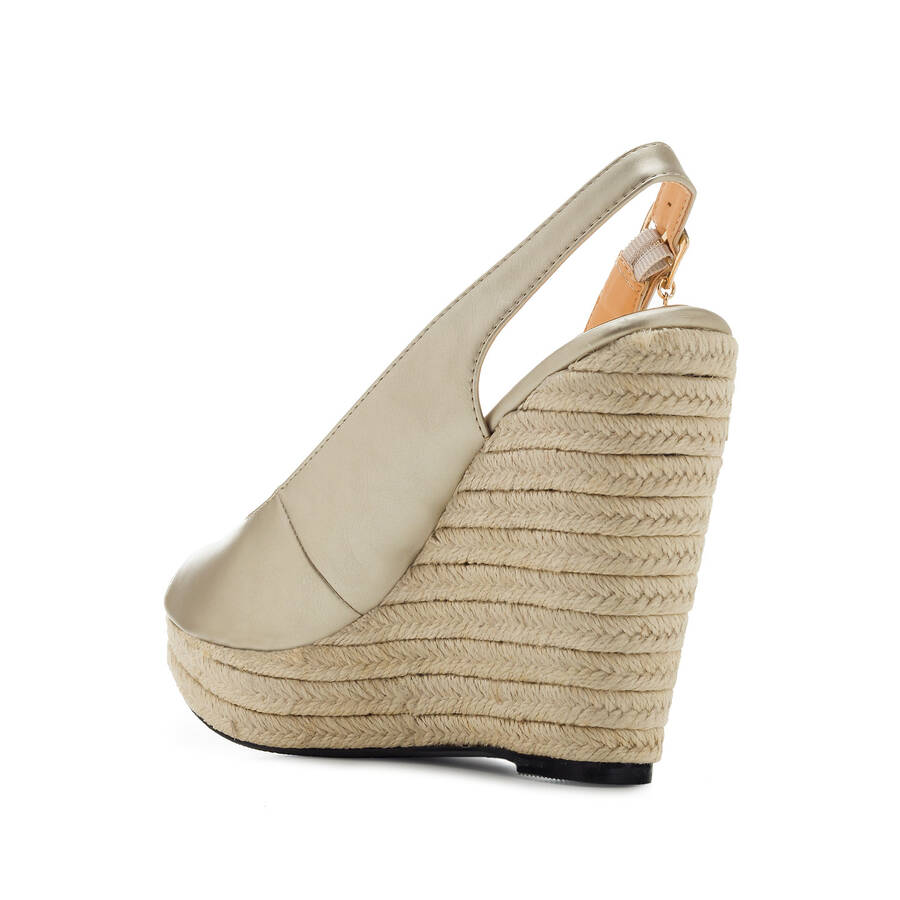 Jute Wedges in Gold faux Leather 