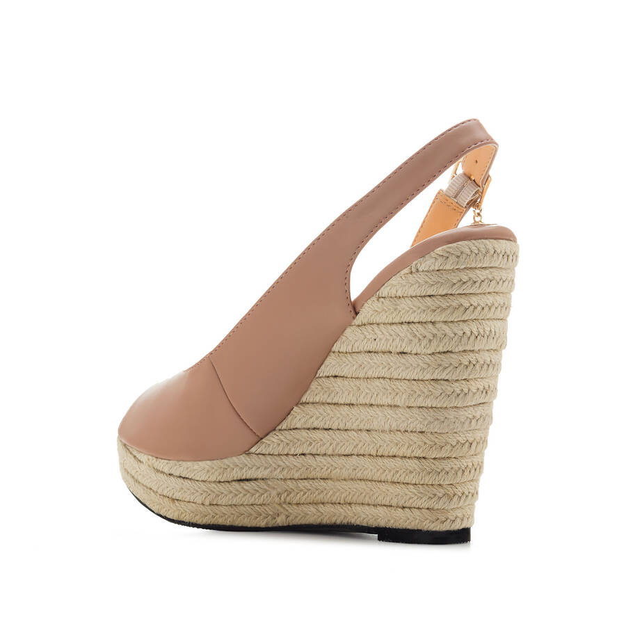 Jute Wedges in Salmon faux Leather 