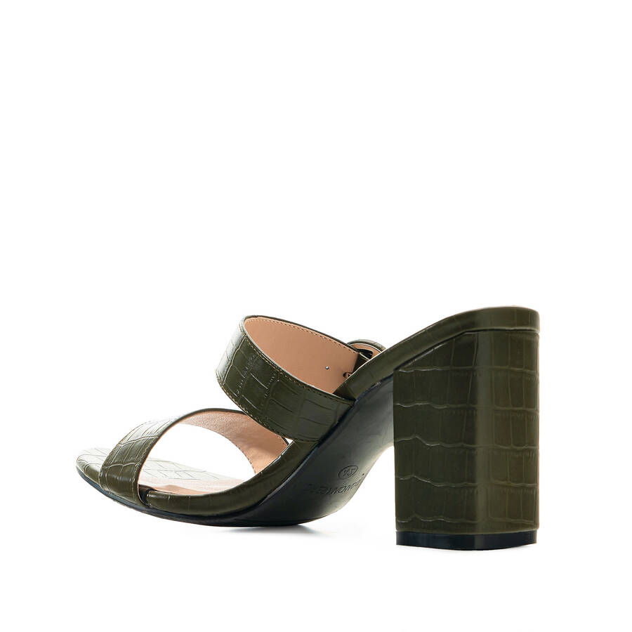 Sandales gravure croco de couleur vert olive 