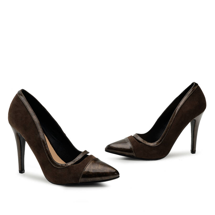 Brown Faux Suedette Stilettos 