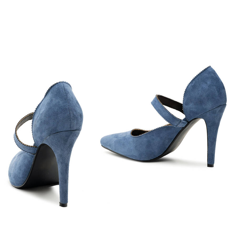 Blue Faux Suedette Mary Jane High Heels 