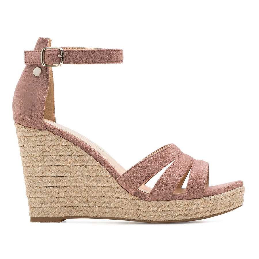 Nude Faux Suede Espadrilles with Jute Wedge 