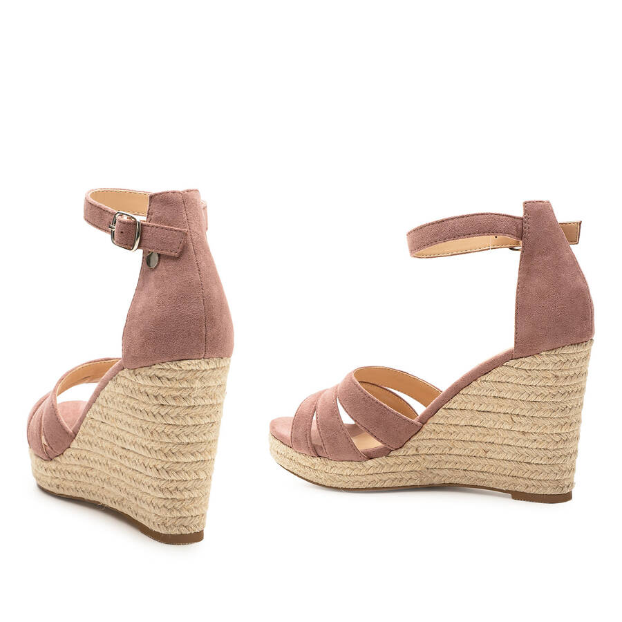 Nude Faux Suede Espadrilles with Jute Wedge 