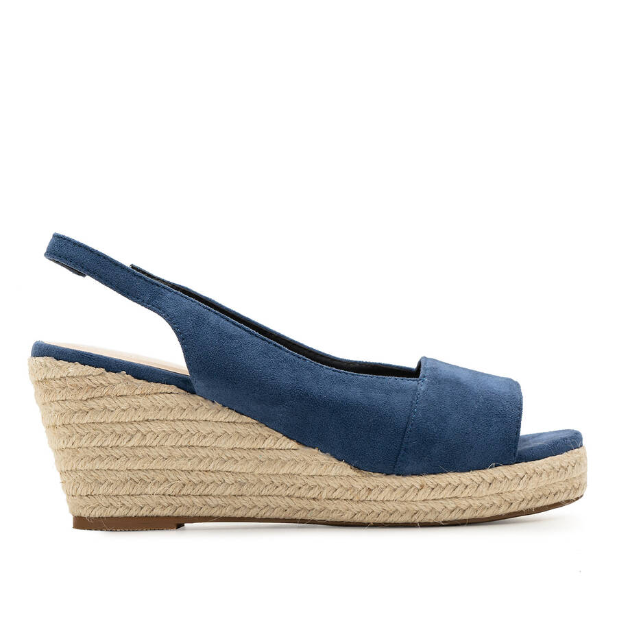 Navy Faux Suede Espadrilles with Jute Wedge 