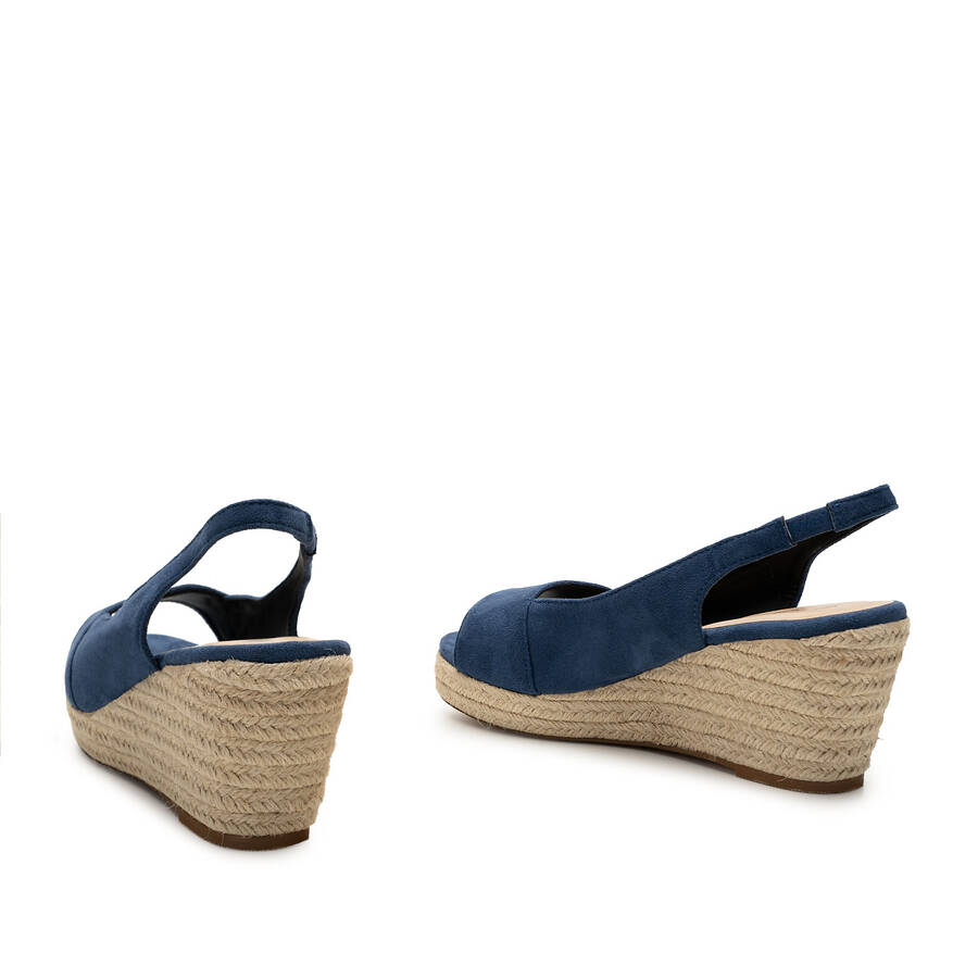 Navy Faux Suede Espadrilles with Jute Wedge 