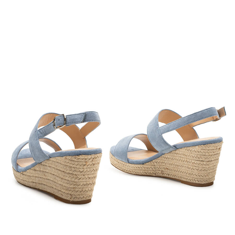 Light Blue Faux Suede Espadrille with Jute Wedge 