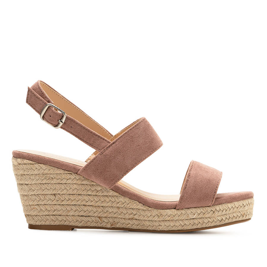 Nude Faux Suede Espadrille with Jute Wedge 