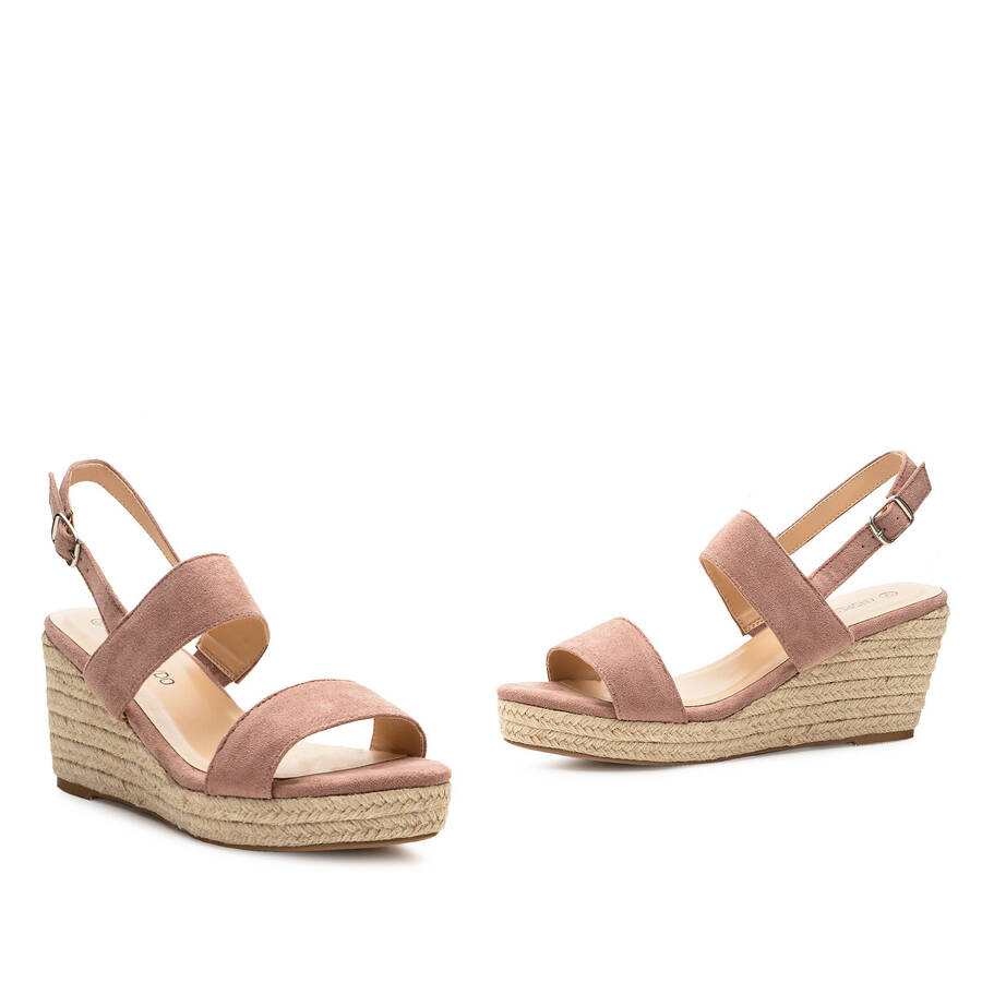 Nude Faux Suede Espadrille with Jute Wedge 