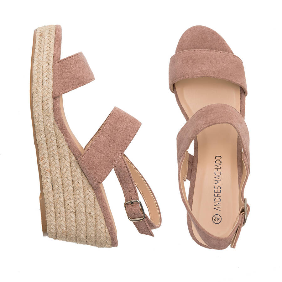 Nude Faux Suede Espadrille with Jute Wedge 