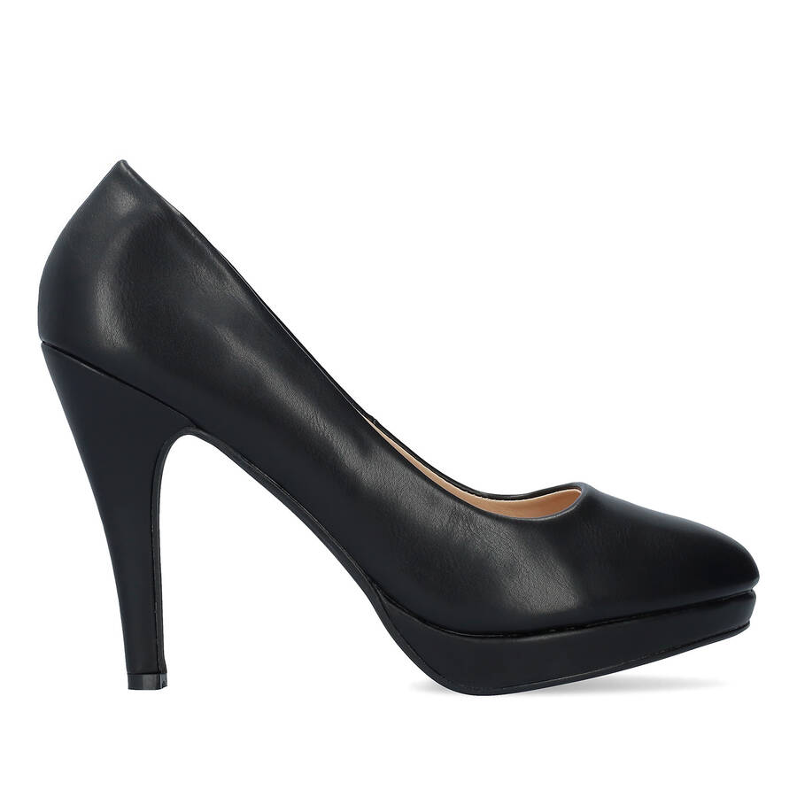 Black faux Leather High Heel Pumps 