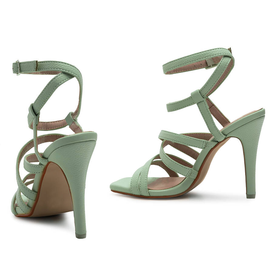 Mint Faux Leather Strappy Sandals 