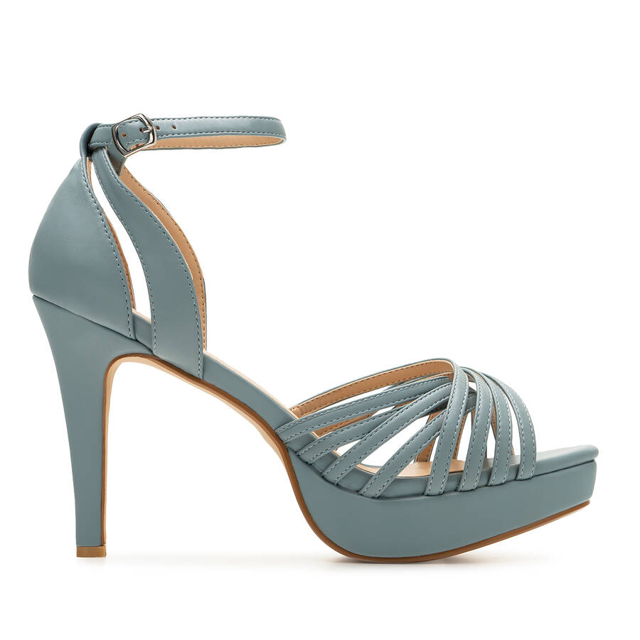 Blue faux leather platform sandals 