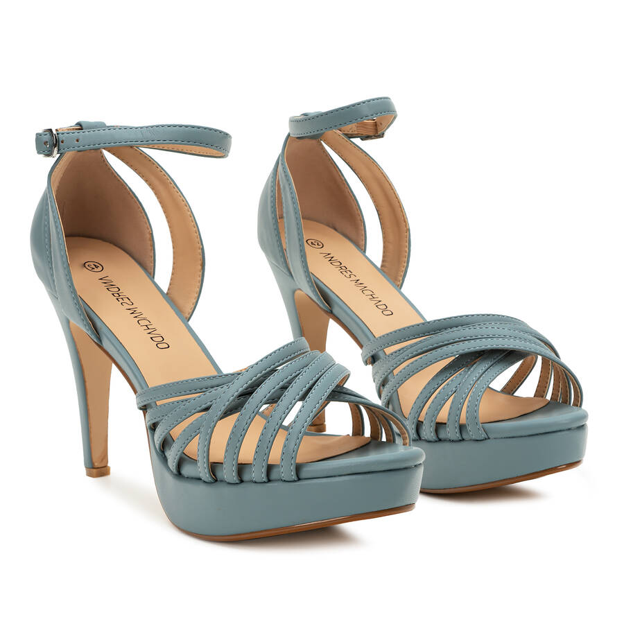 Blue faux leather platform sandals 