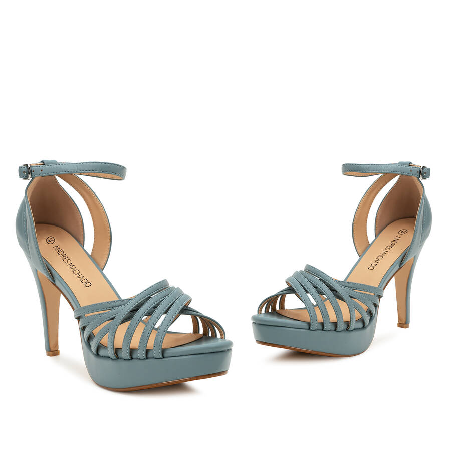 Blue faux leather platform sandals 