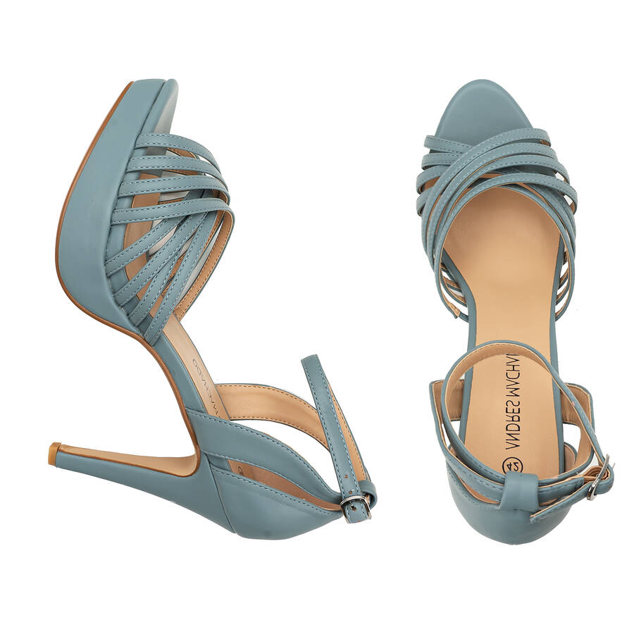 Blue faux leather platform sandals 