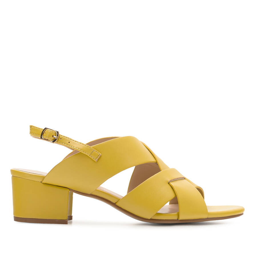 Yellow Faux Leather Sandals 