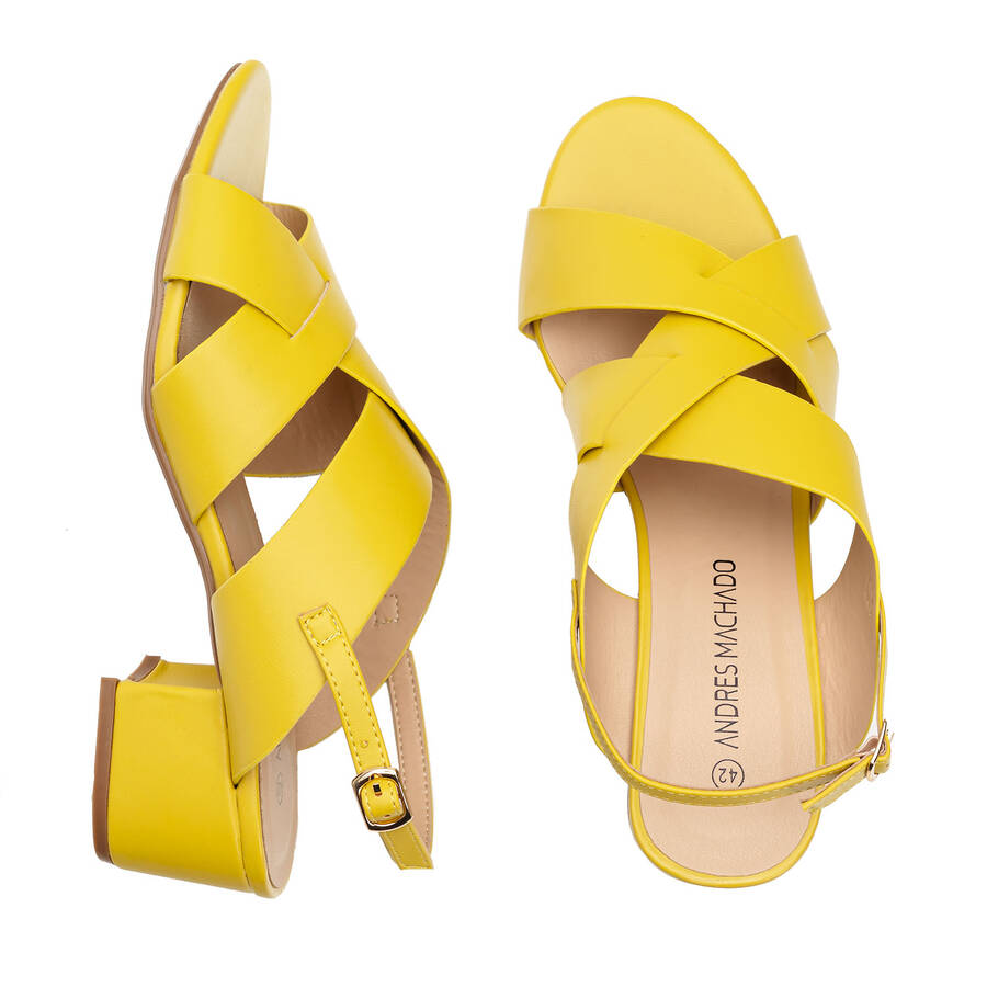 Yellow Faux Leather Sandals 