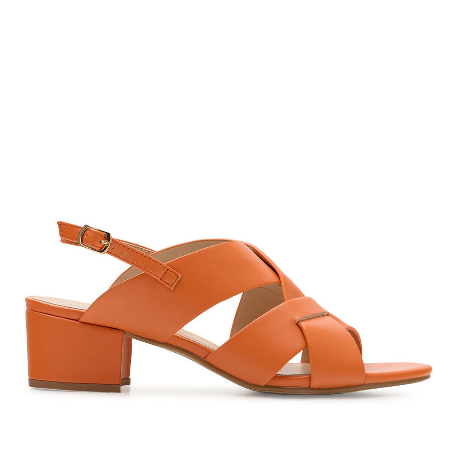 Orange Faux Leather Sandals 