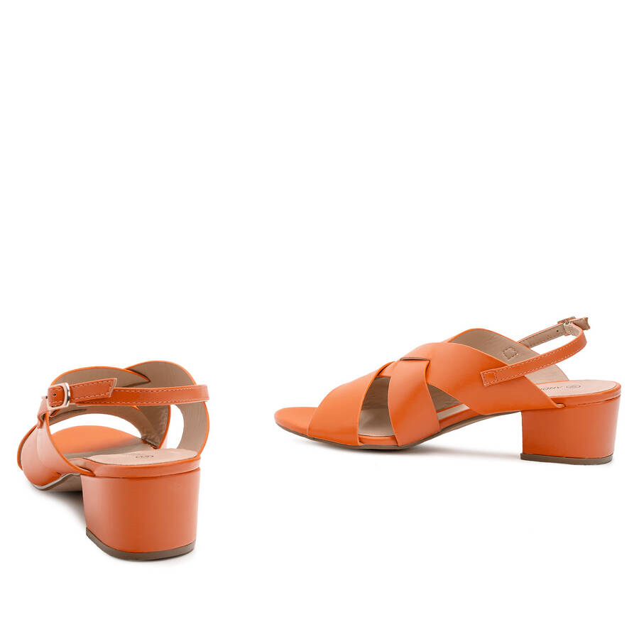 Orange Faux Leather Sandals 