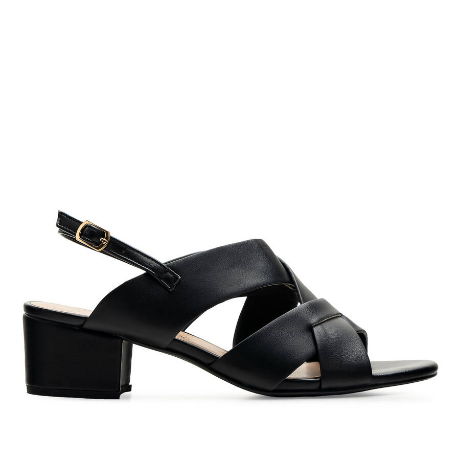 Black Faux Leather Sandals 