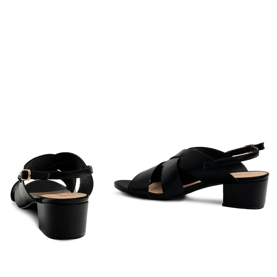 Black Faux Leather Sandals 