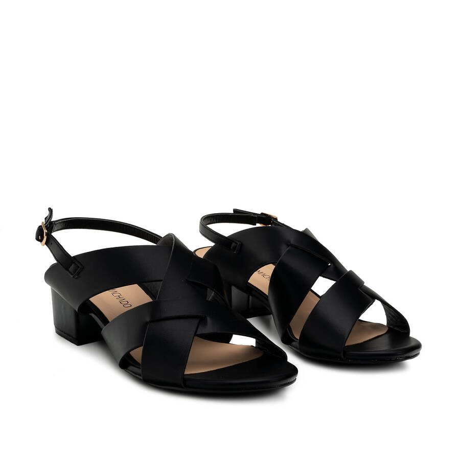 Black Faux Leather Sandals 