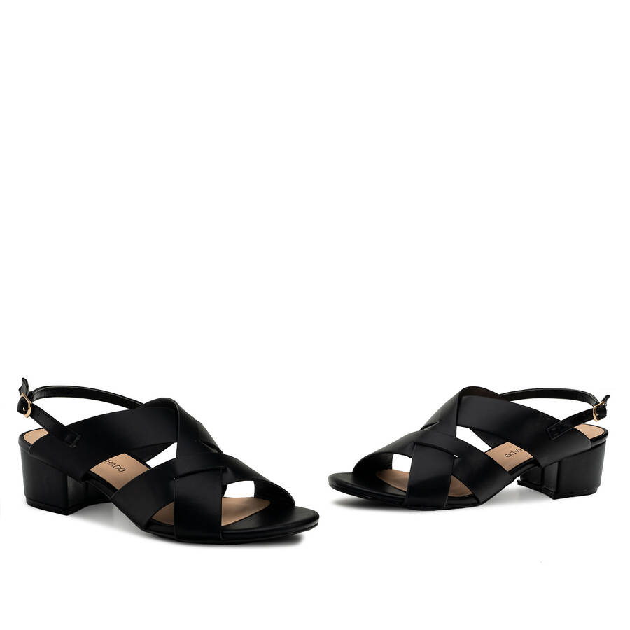 Black Faux Leather Sandals 