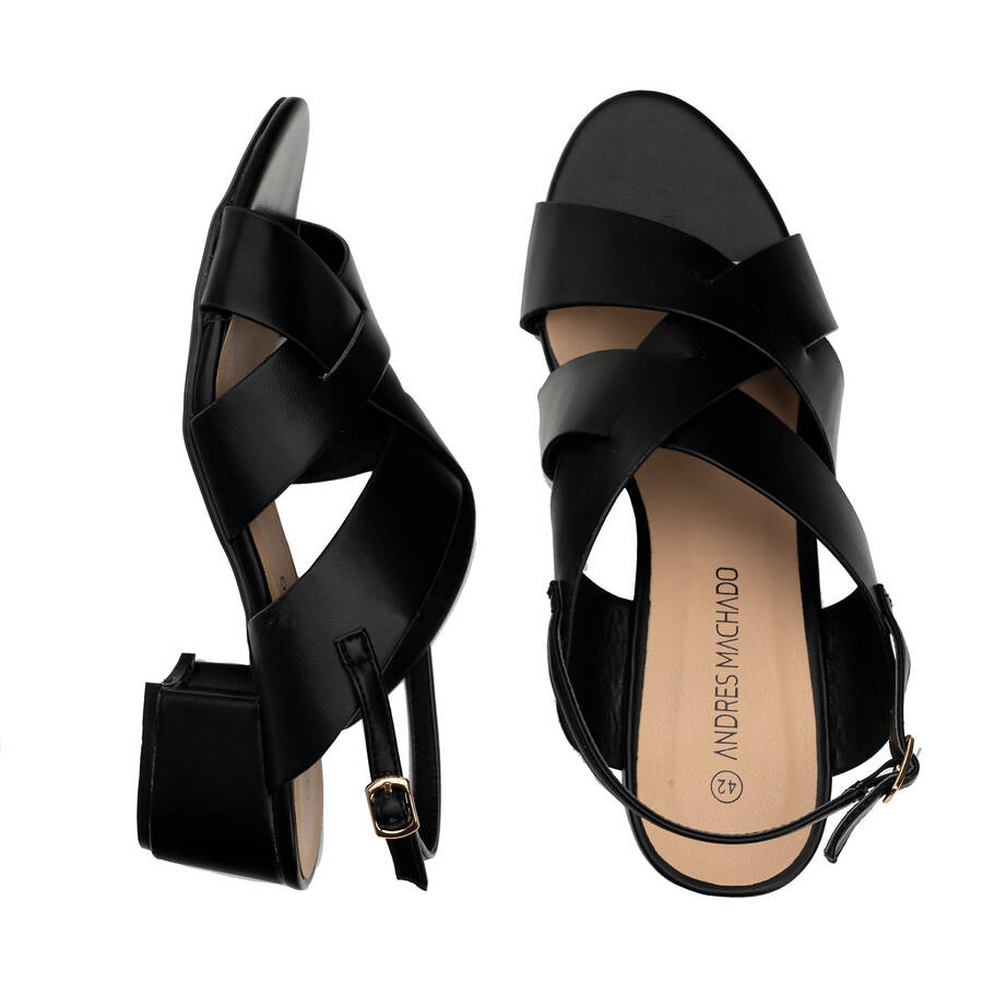 Black Faux Leather Sandals 