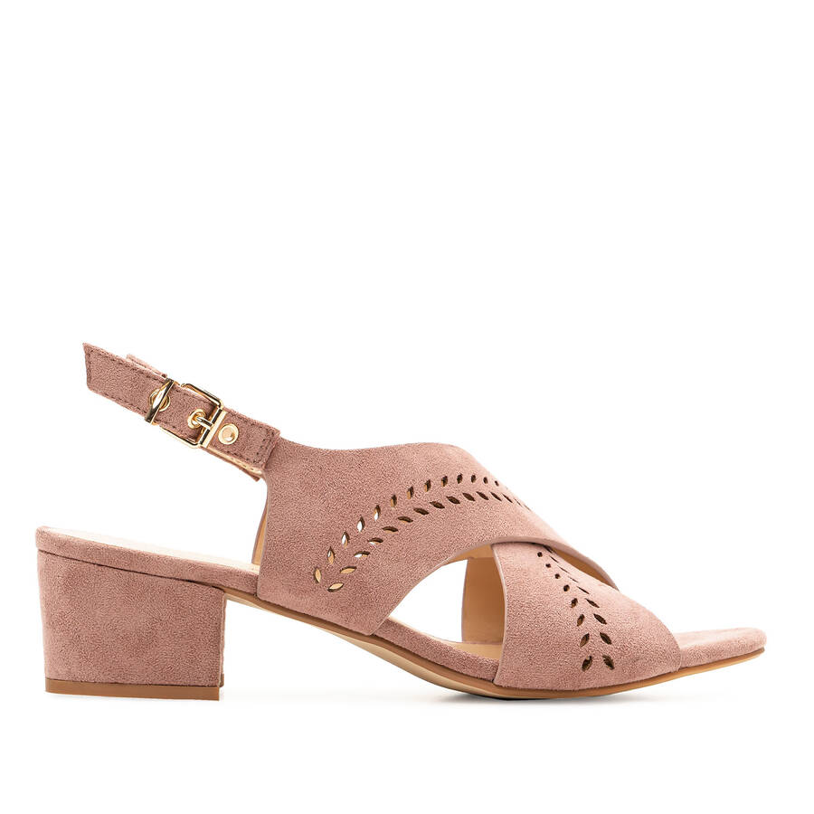 Nude Embossed Faux Leather Sandals 