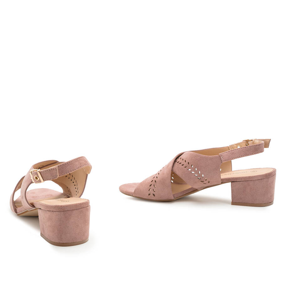 Nude Embossed Faux Leather Sandals 