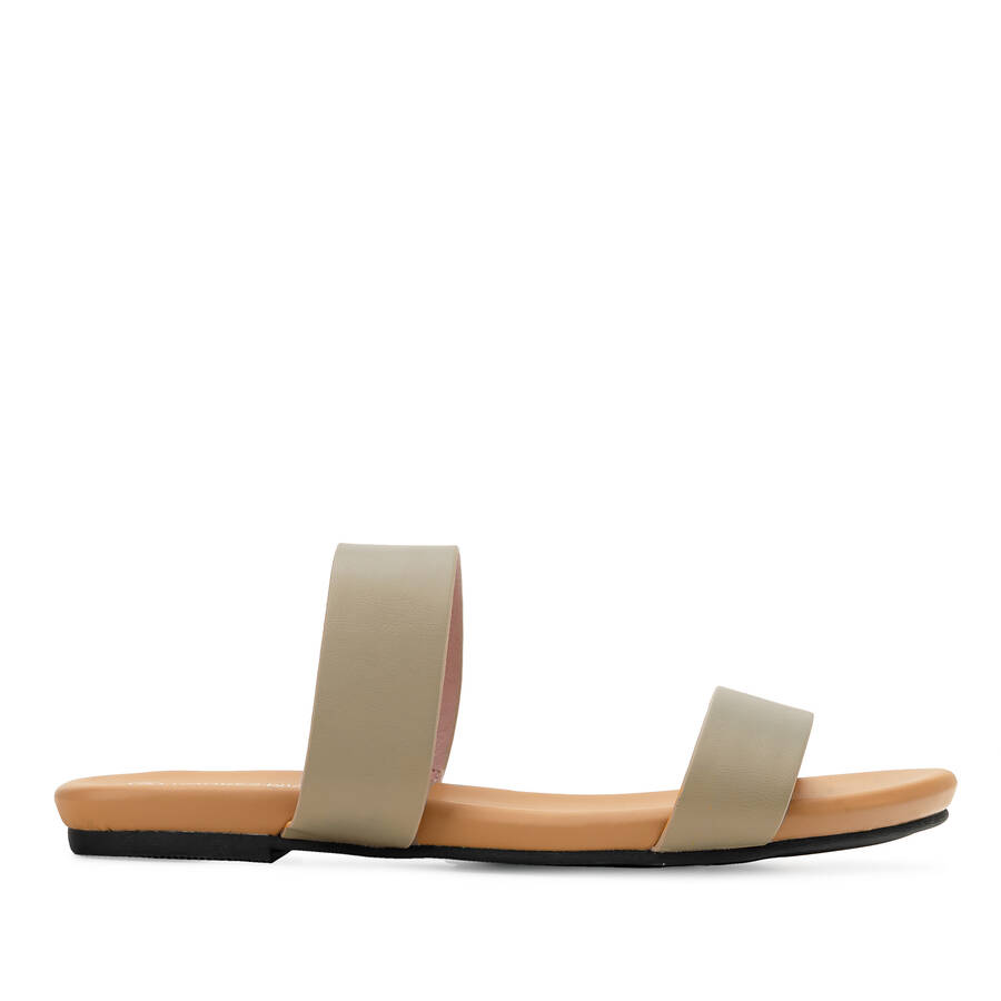 Cream Colored Flat Sandals 