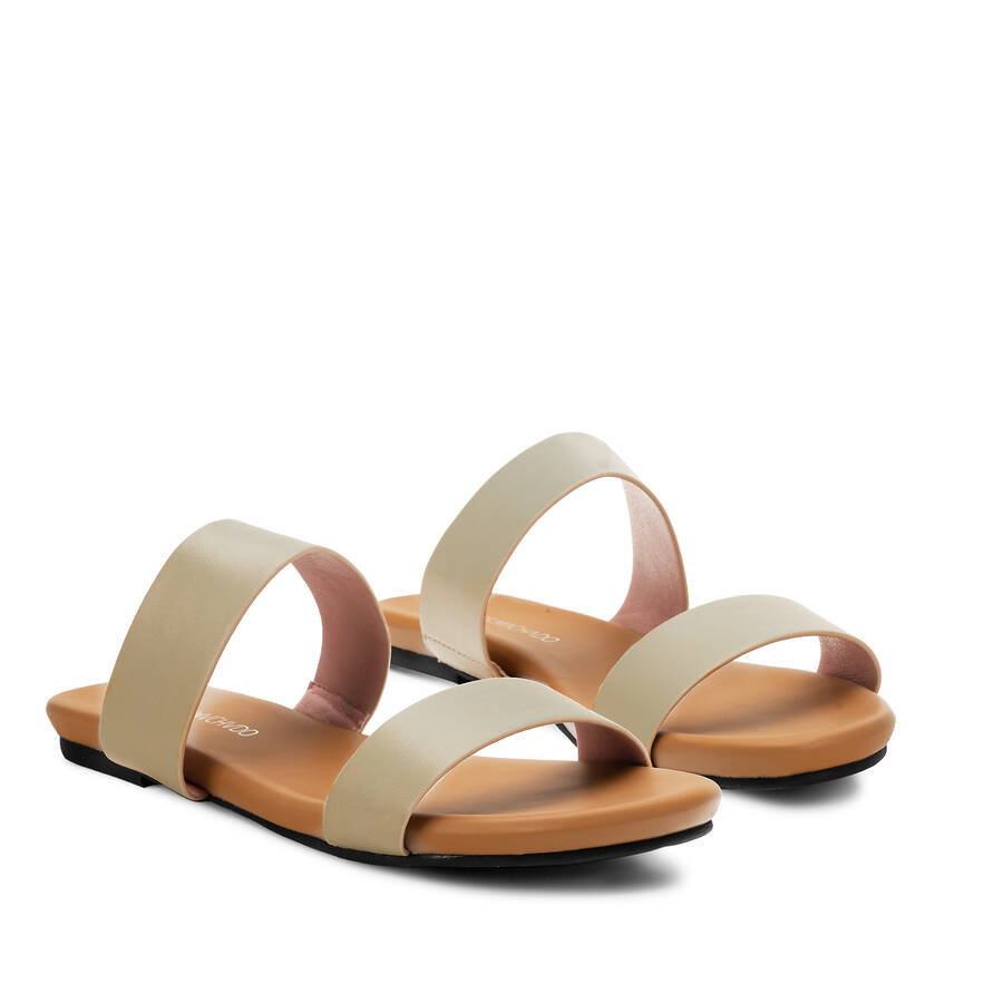 Cream Colored Flat Sandals 