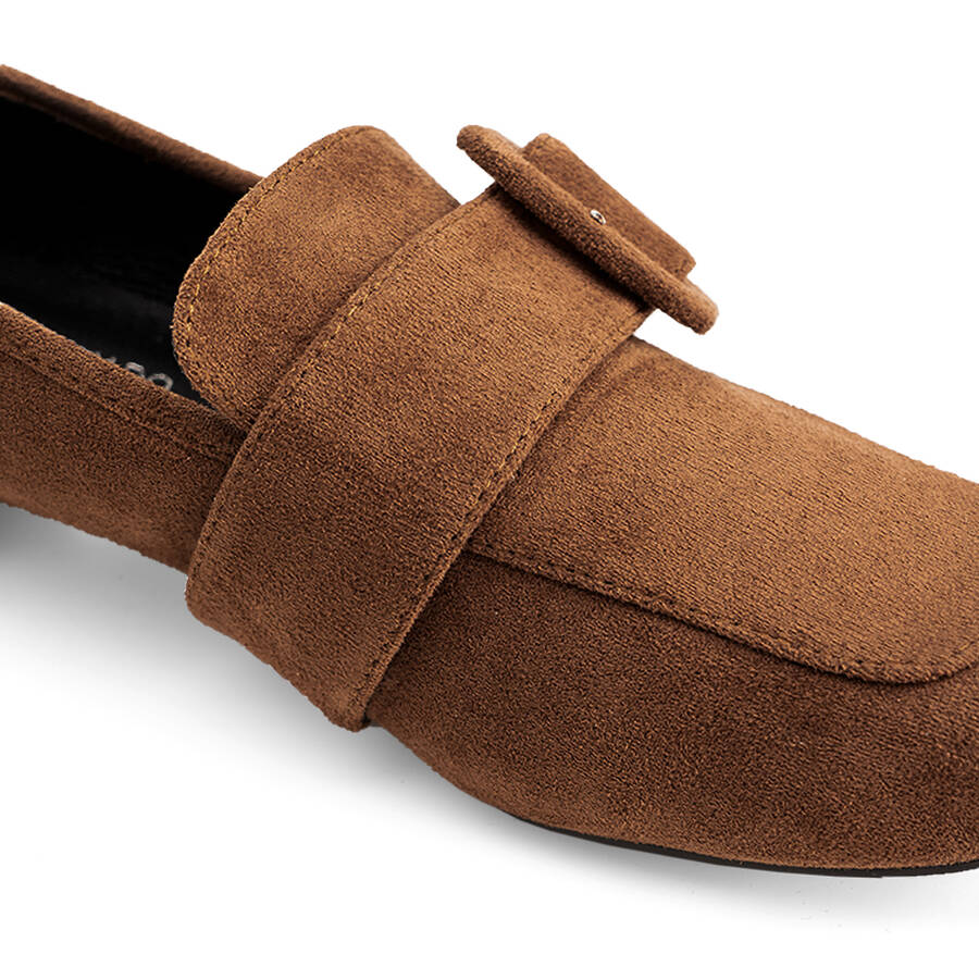 Moccasins in brown faux suede and buckle detail 