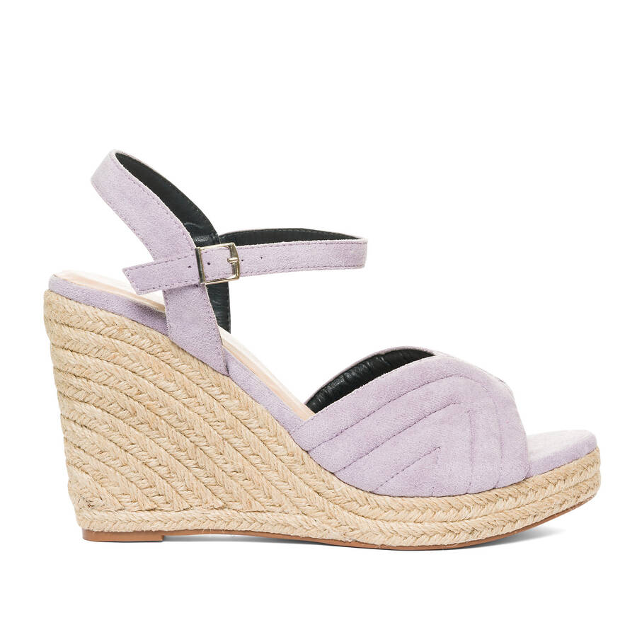 Purple faux suede espadrilles with jute wedge 