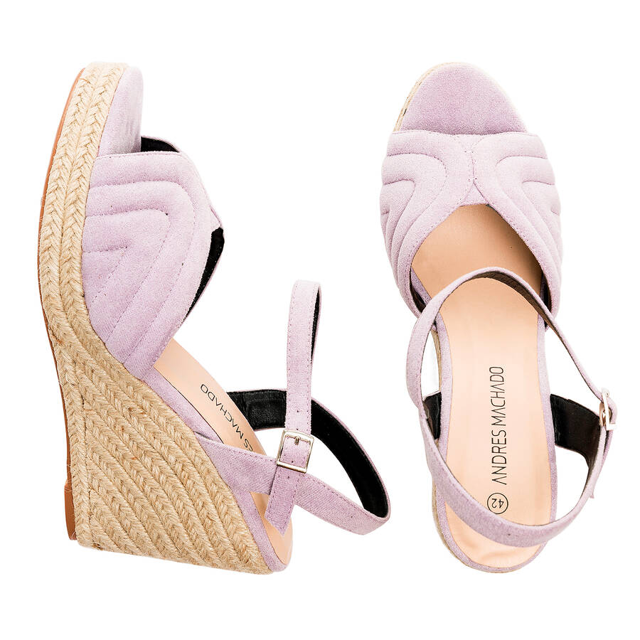 Purple faux suede espadrilles with jute wedge 