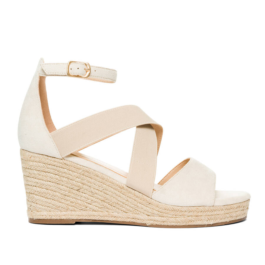 Off-white faux suede espadrilles with jute wedge 