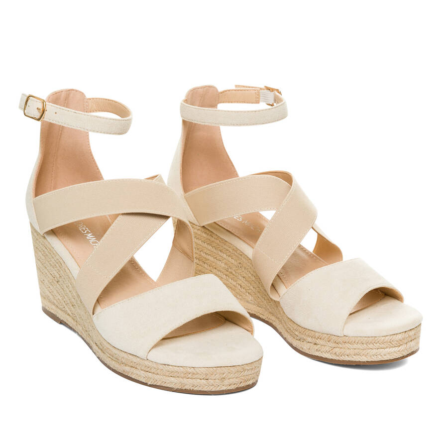 Off-white faux suede espadrilles with jute wedge 