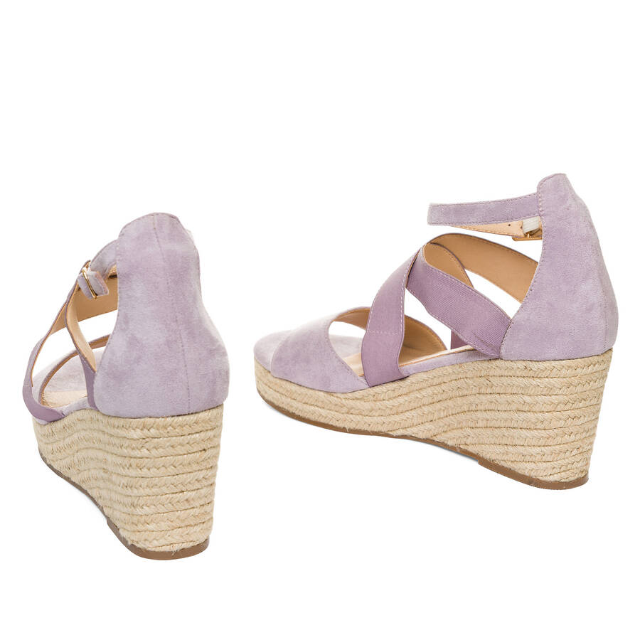 Purple faux suede espadrilles with jute wedge 