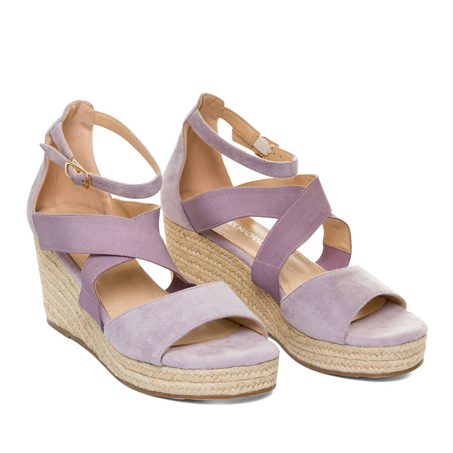 Purple faux suede espadrilles with jute wedge 