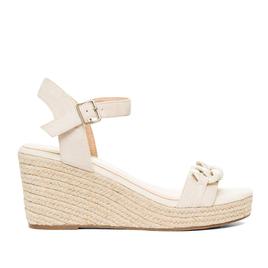 Off-white faux suede espadrilles with jute wedge 